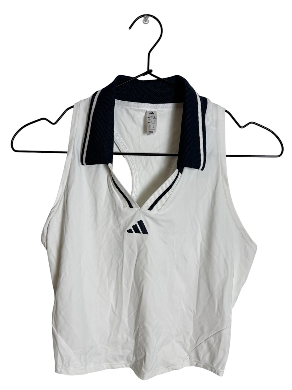 Adidas Tennis Climacool Crop Tank Pro Sleeveless Polo Top White Navy